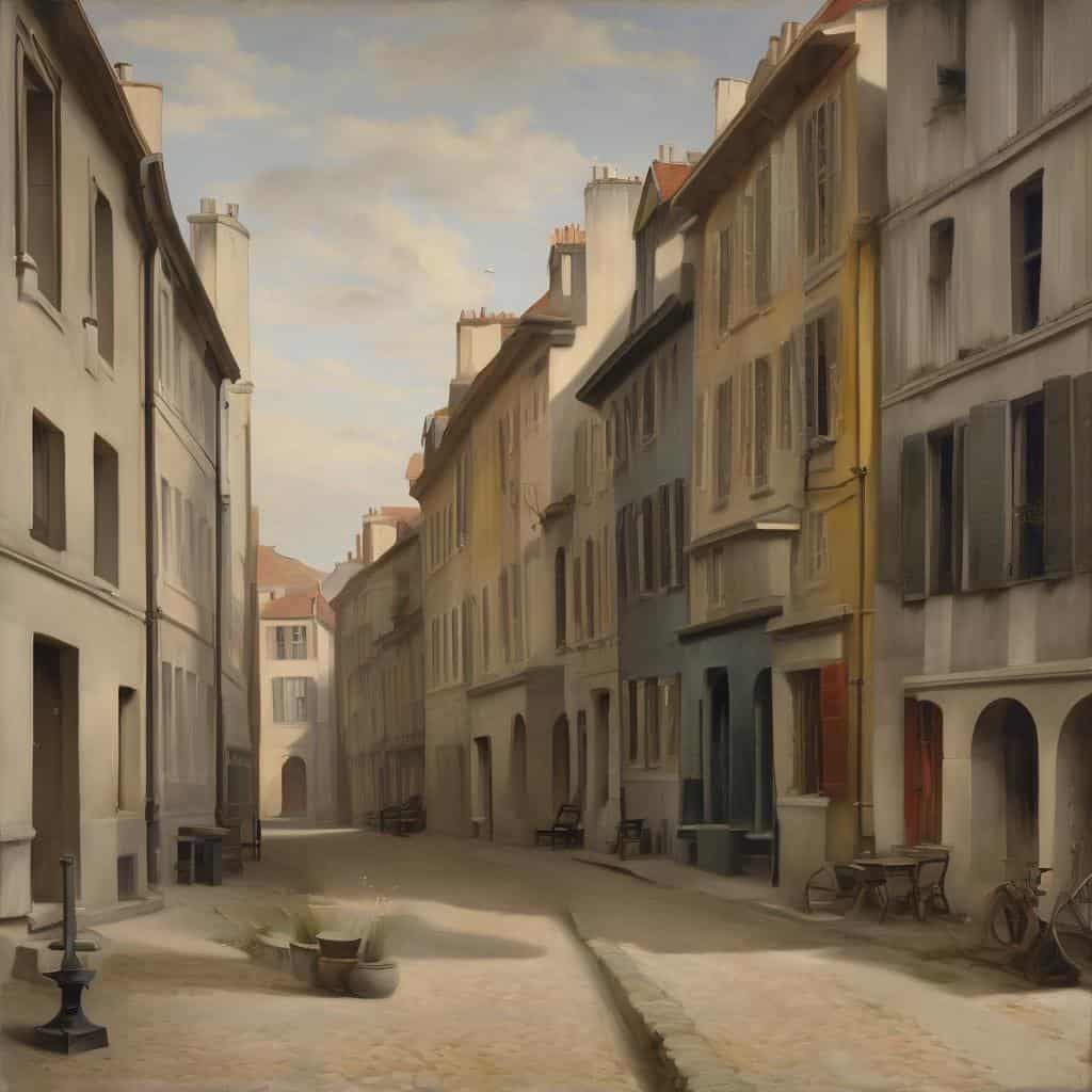 Παραδοσιακή αθηναϊκή γειτονιά με νεοκλασικά κτίρια.