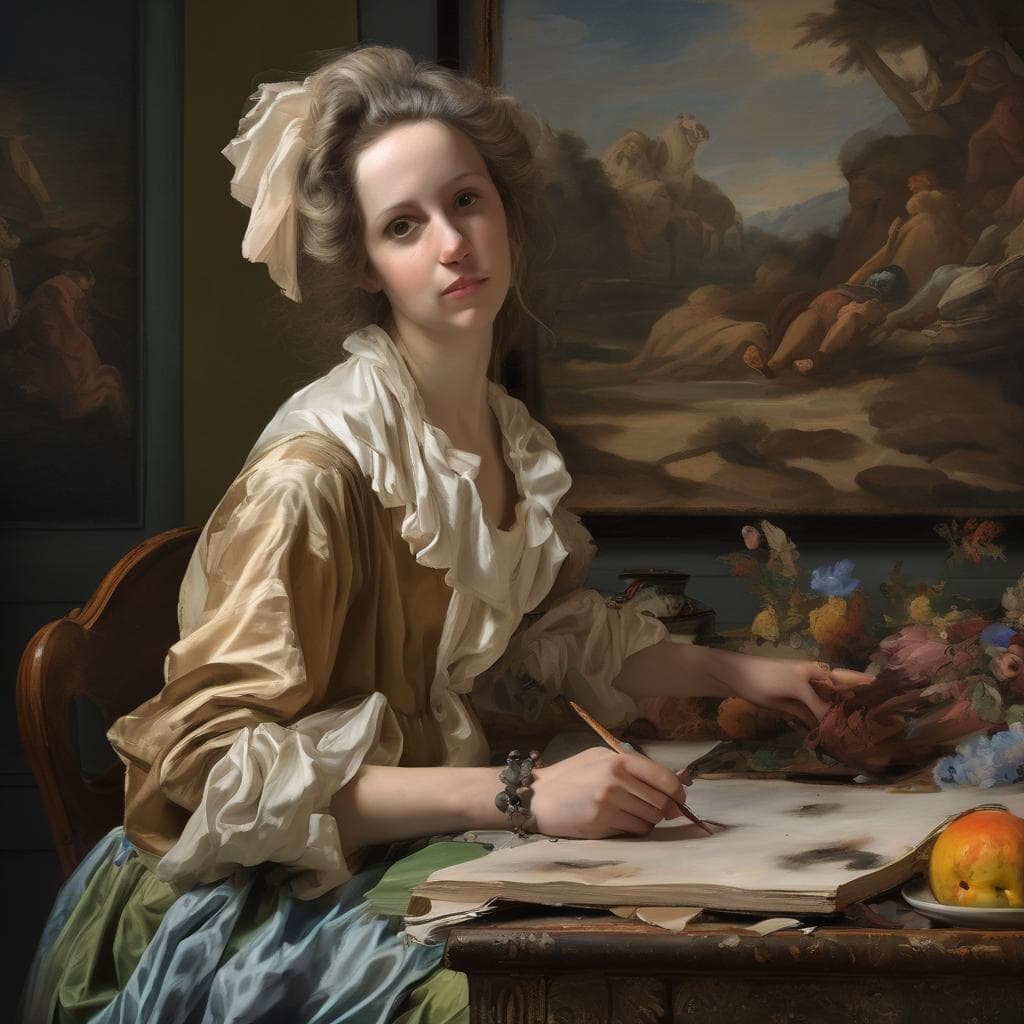 Παραμονή καλλιτέχνη ζωγραφικής στην αίθουσα τέχνης, δημιουργία έργων ζωγραφικής και αμοιβαία έμπνευση, καλοσχεδιασμένο και εντυπωσιακό.